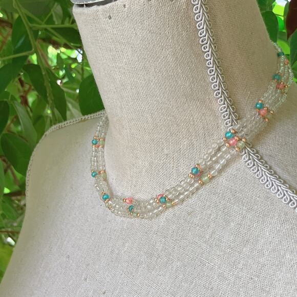 VTG 1960s Mid Century Necklace Multi Strand Pastel Beaded - Picture 4 of 11